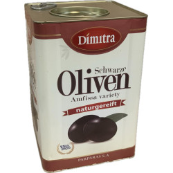 DIMITRA -  Olives noires entières natur. 12 kg. (VOLOS) - GRECE - PACK DE 1