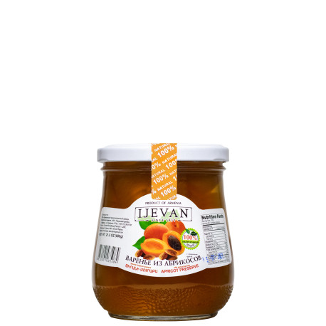 IJEVAN - CONFITURE D’ABRICOTS AVEC NOYAUX -  600g - PACK DE 8
