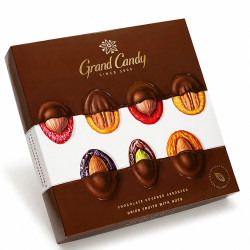 Chocolat N°28 - JOYCO - Chocolats Assortiment de fruits secs enrobés de chocolat au noix 157g - Pack de 8