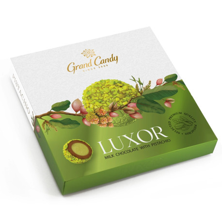 Chocolat N°39 - Grand Candy - Chocolats au lait "Luxor" à la pistache 200g - Pack de 8
